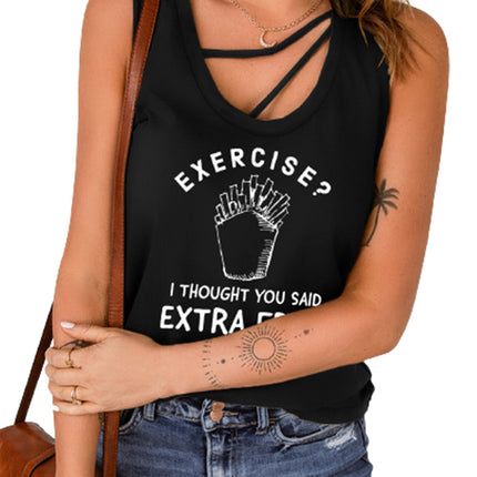 Strappy Hollow-out Neck Tank Top