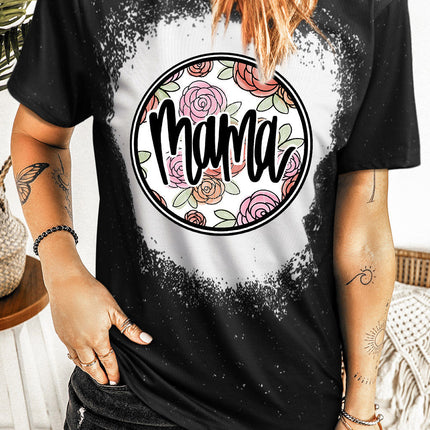 Western Pattern Leopard Letter Print Short Sleeve T-shirt