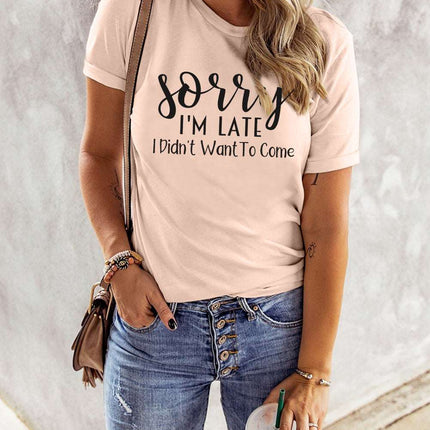 Casual Letter and Car Print Graphic Tee