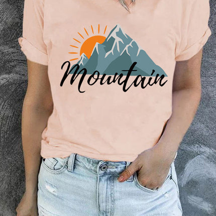 Floral Print Round Neck Short Sleeve Tunic Top