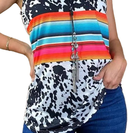 Multicolor Cow Serape Tank Top
