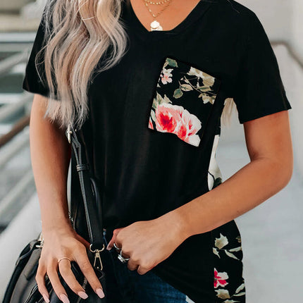 Wihte Leopard Printed Splicing T-Shirt