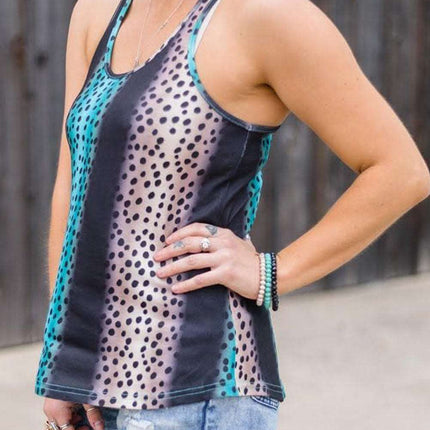 Animal Print Tie-dye Racerback Tank