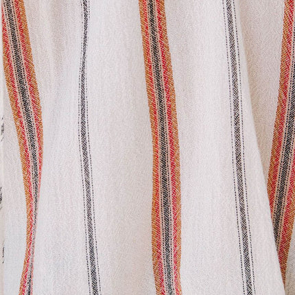 Striped Print Loose V Neck Short Sleeve Top