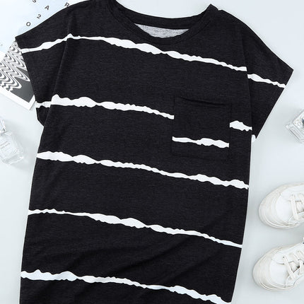 Gradient Color Short Sleeve T-Shirt with Pocket