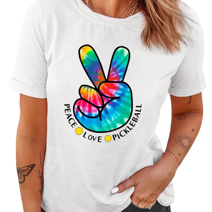 Tie Dyed Gesture Letter Print Short Sleeve T Shirt