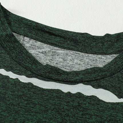 Gradient Color Short Sleeve T-Shirt with Pocket