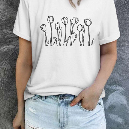 Casual Letter and Car Print Graphic Tee