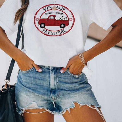 Casual Pick Up Truck Print Graphic Tee