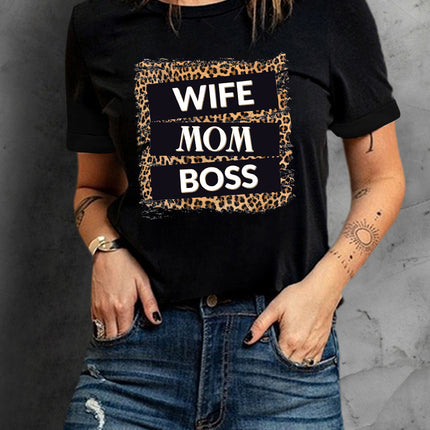 Mama Letter Leopard Print Graphic T-Shirt