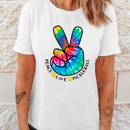 Tie Dyed Gesture Letter Print Short Sleeve T Shirt
