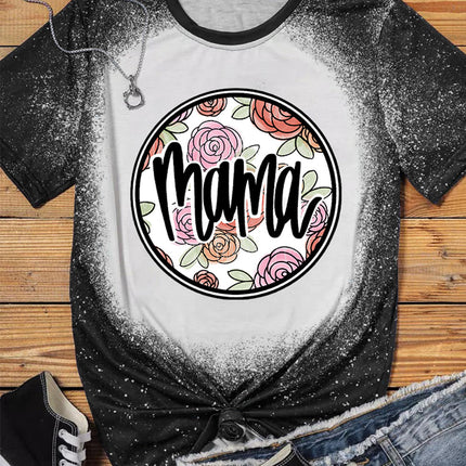 Western Pattern Leopard Letter Print Short Sleeve T-shirt