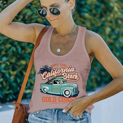 Casual Letter Print MOTORCYCLE Graphic Tank Top