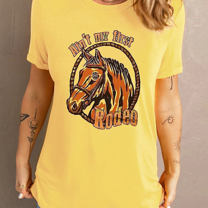 Western Horse Letter Print Graphic T-shirt