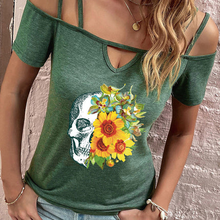 Strappy Off-the-shoulder Short Sleeve Top