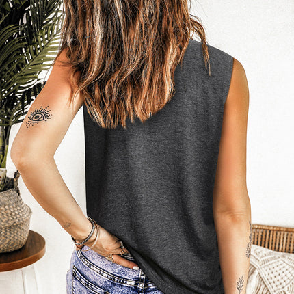 Valentine Heart Print Loose Crew Neck Tank Top