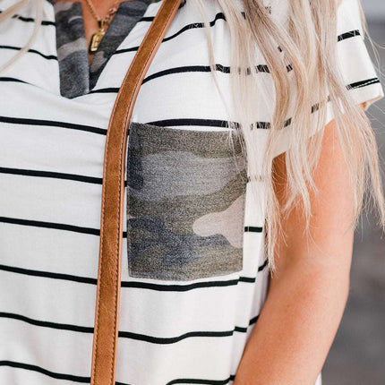 Camo Pocket Striped T Shirt
