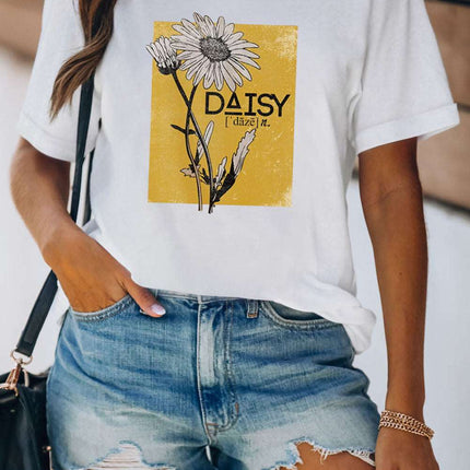 Casual Letter and Car Print Graphic Tee