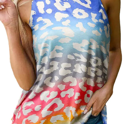 Multicolor Gradient Leopard Tank Top