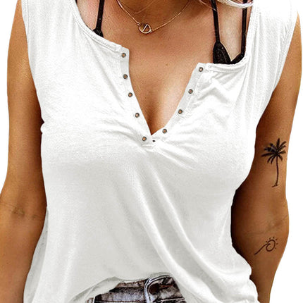 Solid Slim-fit V Neck Tank Top