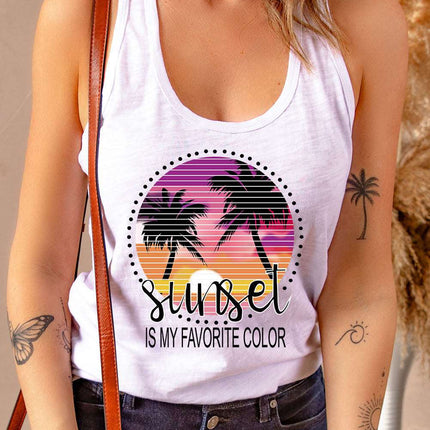 Casual Letter Print MOTORCYCLE Graphic Tank Top