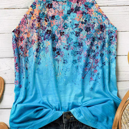 Floral Print Halter Neck Tank Top