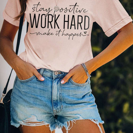 Casual Letter and Car Print Graphic Tee