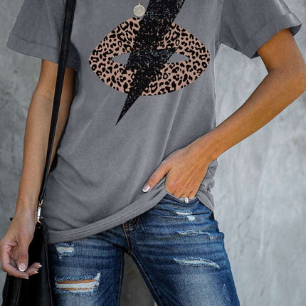 Casual Letter and Car Print Graphic Tee