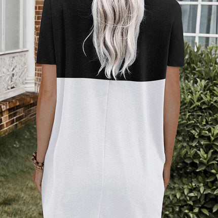 Colorblock Pocketed Mini Dress