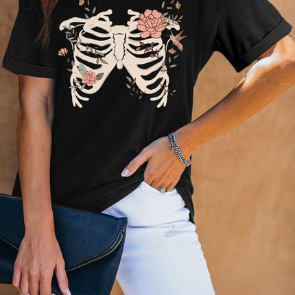 Casual Letter and Car Print Graphic Tee