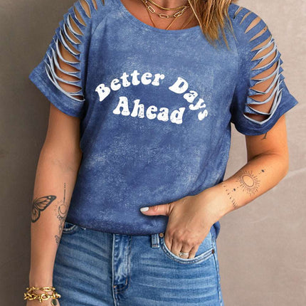 Daisy Letter Print Cut-out Short Sleeve T-shirt