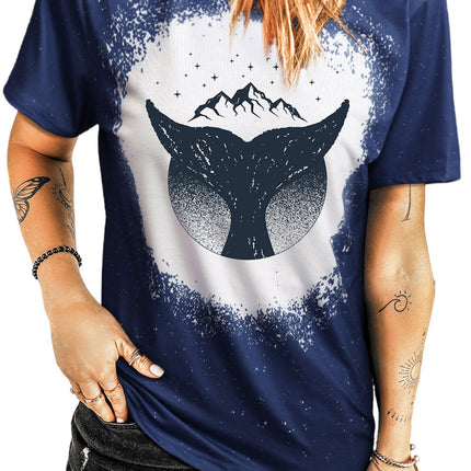 Western Pattern Leopard Letter Print Short Sleeve T-shirt