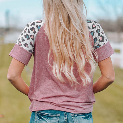 Lace up Leopard Sleeve T Shirt