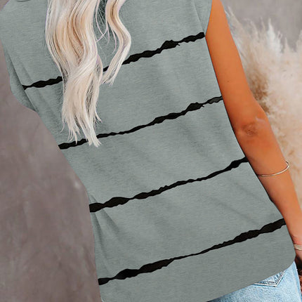 Gradient Color Short Sleeve T-Shirt with Pocket