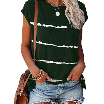 Gradient Color Short Sleeve T-Shirt with Pocket