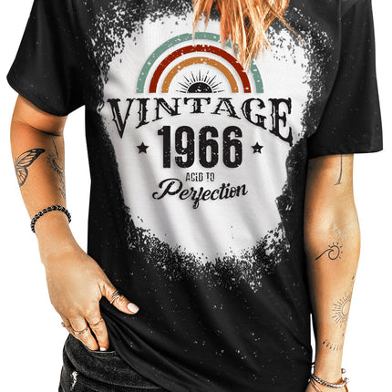 Western Pattern Leopard Letter Print Short Sleeve T-shirt