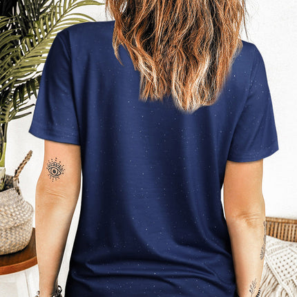 Western Pattern Leopard Letter Print Short Sleeve T-shirt