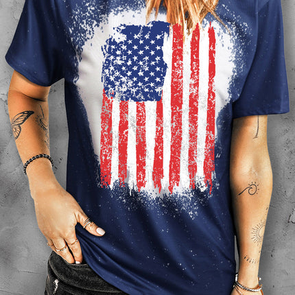 Western Pattern Leopard Letter Print Short Sleeve T-shirt