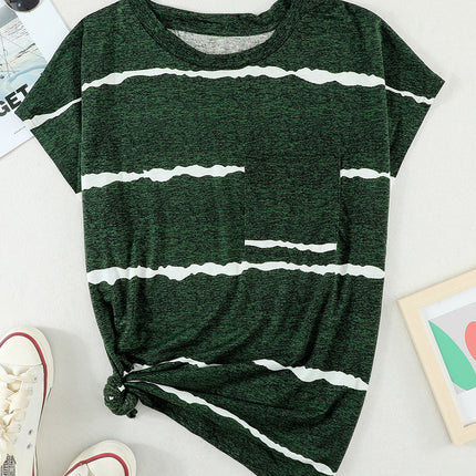 Gradient Color Short Sleeve T-Shirt with Pocket