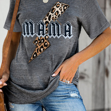 Mama Letter Leopard Print Graphic T-Shirt