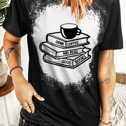 Western Pattern Leopard Letter Print Short Sleeve T-shirt