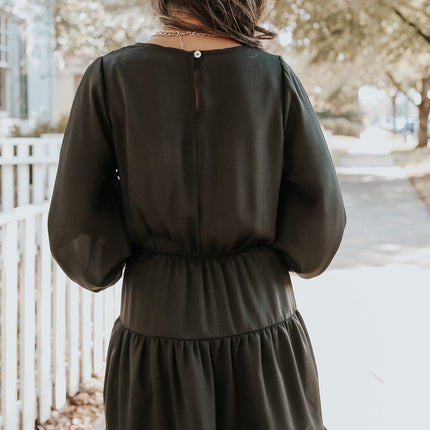 Tiered Ruffle Balloon Sleeve Mini Dress
