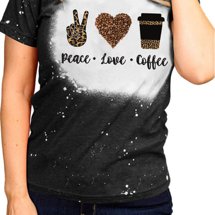 Western Pattern Leopard Letter Print Short Sleeve T-shirt