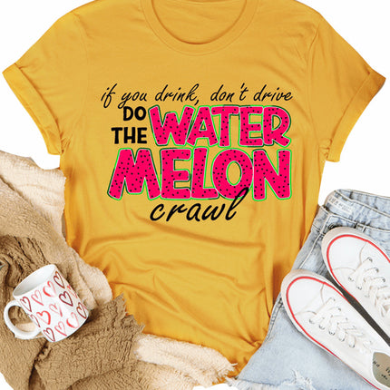 Letters Printed Short Sleeve Graphic T Shirt