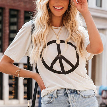 Letters Printed Short Sleeve Graphic T Shirt