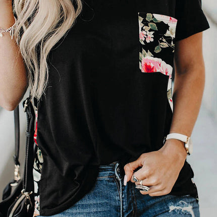 Wihte Leopard Printed Splicing T-Shirt