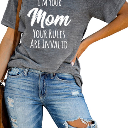Mom Letters Printed O-neck Short Sleeve T Shirt