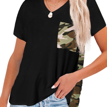 Wihte Leopard Printed Splicing T-Shirt