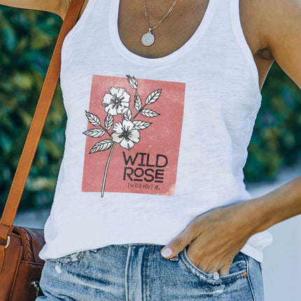 Casual Letter Print MOTORCYCLE Graphic Tank Top