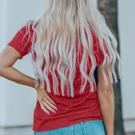 Western Pattern Leopard Letter Print Short Sleeve T-shirt